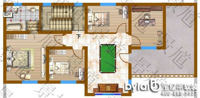 农村小别墅样板房效果图 一层房型图 农村小别墅样板房效果图 一层房型图